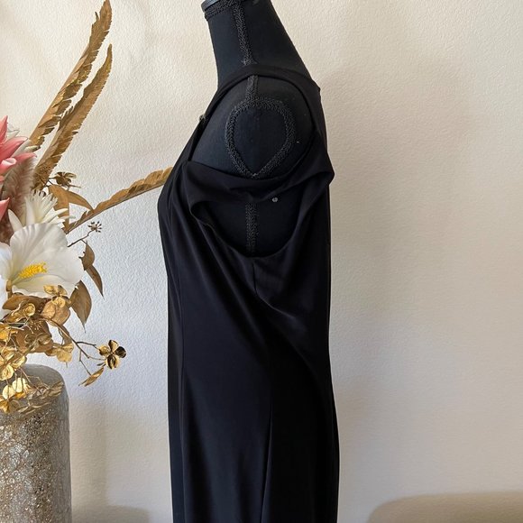 Anne Klein Jewel Halter Neck Black Cold Shoulder Midi Dress size 12 - Picture 4 of 10